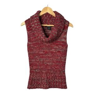 Express Sleeveless Sweater Top Cowl Neck Knit Red Blend Women Size Small